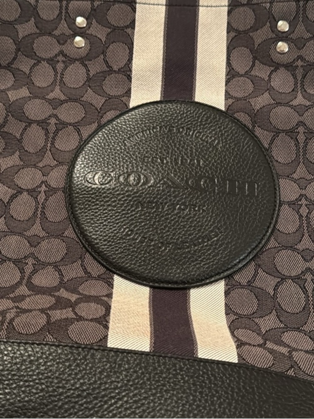 Coach Women’s Black Signature Stripe Tote